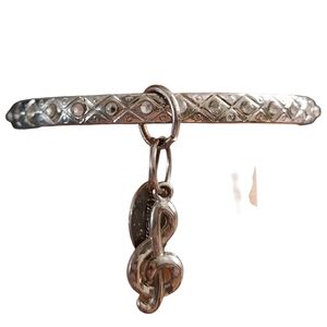 Bratz Silvertone Rhinestone Bangle Bracelet with Treble Cleft Charm